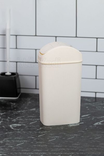 KaktüsKedi Κάδος απορριμμάτων μπάνιου 4 Lt Slim - Λευκός κάδος απορριμμάτων τουαλέτας