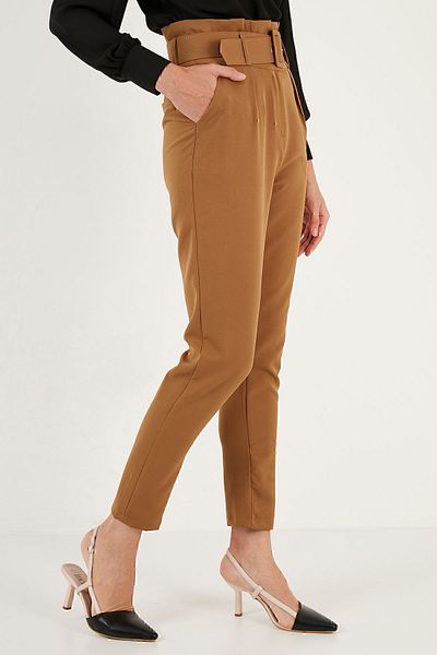 Lela Pantaloni din țesătură cu talie înaltă, cu curea, cu buzunar PANTALONI 611PL04