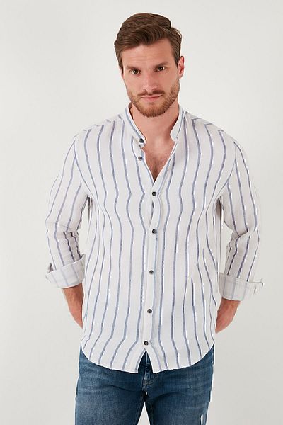 Buratti Мъжка риза с яка и лента, 100% памук, стандартна кройка, Cf23s126828