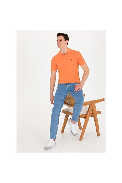 U.S. Polo Assn. ЧОЛОВІЧА ФУТБОЛКА З ТКАНИМ КОМІРОМ ПОЛО US POLO ASSN ПОМАРАНЧЕВА