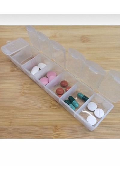 Aqua 7-Day Weekly Medicine Storage Box - Pill Container
