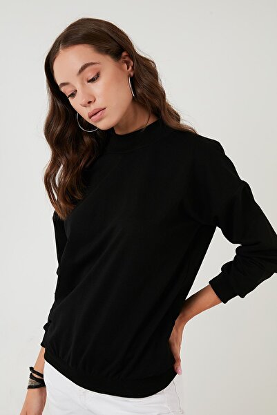 Lela Sweat tricotat de bază din bumbac cu guler vertical - 5863323