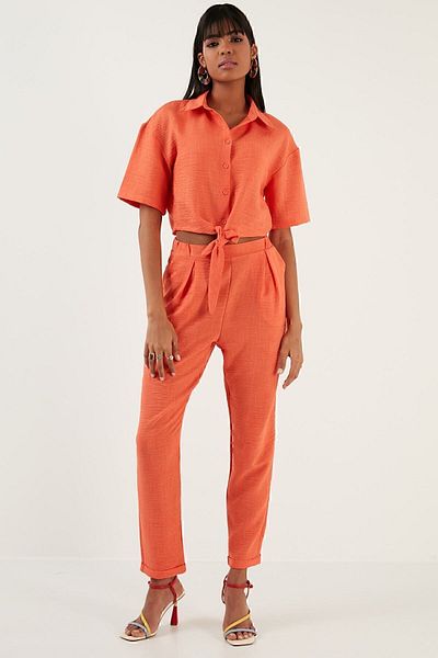Lela Linen Look Pocket Trousers Trousers 611au07