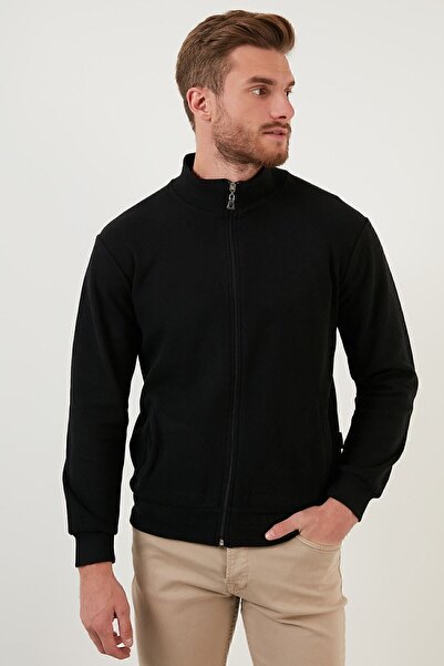 Buratti Bavlněný stojáček na zip Cardigan s kapsami Pánský kardigan 456210