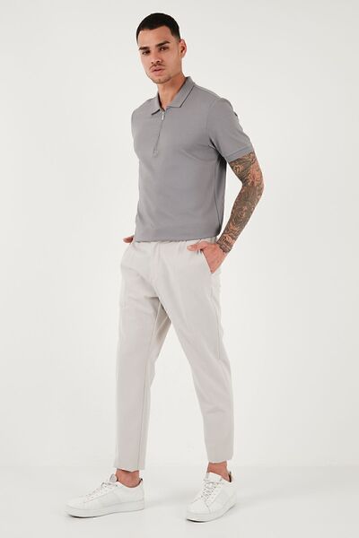 Buratti Ανδρικό βαμβακερό μπλουζάκι με λαιμόκοψη - με φερμουάρ, κανονική εφαρμογή 5902915