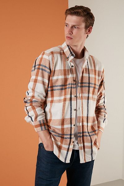 Buratti Cotton Plaid Slim Fit Winter Shirt Men's Shirt Cf23w114662