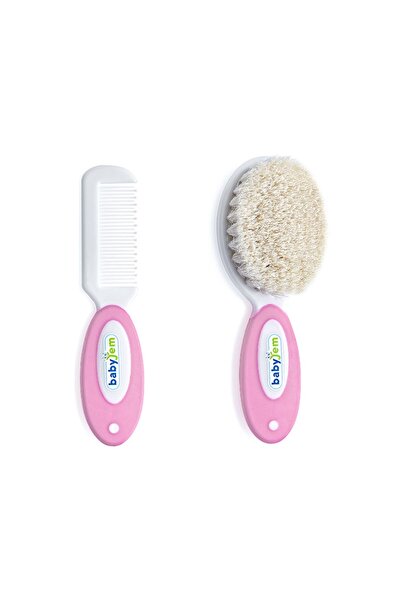 Babyjem - Brush Comb Set with Natural Bristle Pink