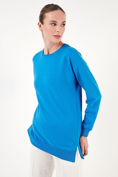 Lela Памучен спортен суичър с кръгла яка с обикновена форма5863569