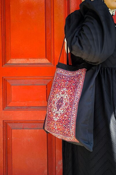 Orgwoven Kilim Desen Siyah Bez Çanta