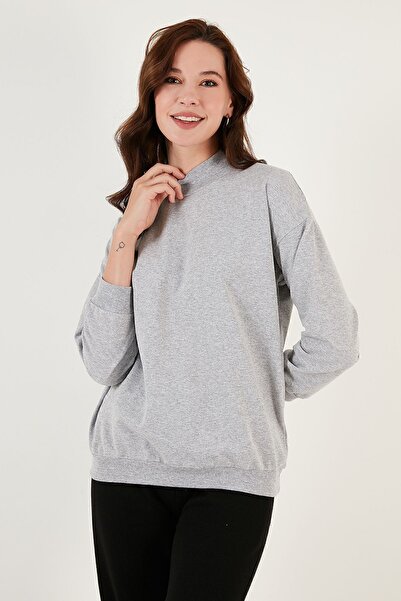 Lela Sweat tricotat de bază din bumbac cu guler vertical - 5863323