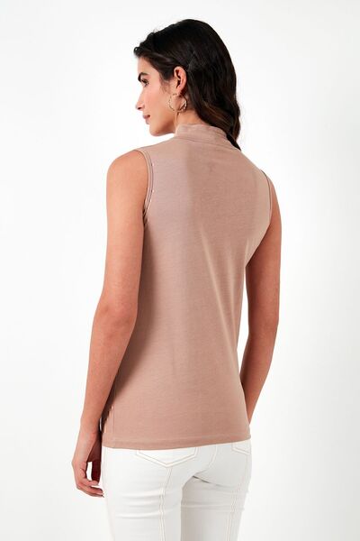 Lela Pamuklu Kolsuz Dik Yaka T Shirt  T SHİRT 5865710