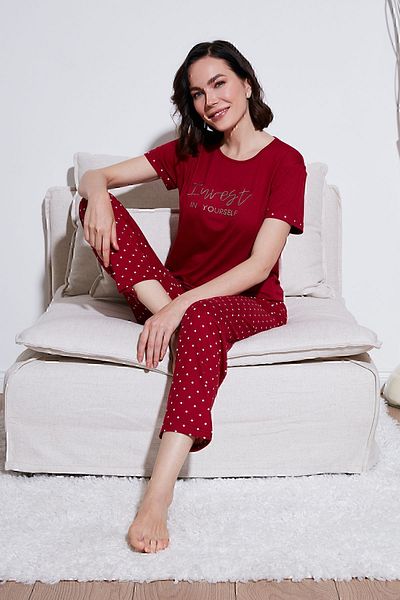 Lela Set pijamale cu textura moale cu decolteu rotund - SET PIJAMASE6097605