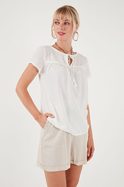 Lela Bağlamalı Yaka Kısa Kollu Regular Fit Bluz  BLUZ 5865641