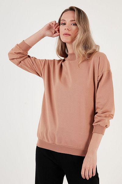 Lela Βαμβακερό γιακάς Basic πλεκτό ιδρώτα 5863323