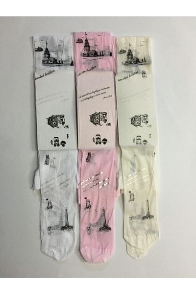 Bella Calze Children's Micro 40 Nostalgia Written Cat Patterned 6-Piece Pantyhose