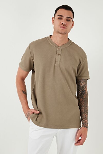 Buratti Pamuklu Relaxed Fit Düğmeli Sıfır Yaka T Shirt Erkek T SHİRT 5902737