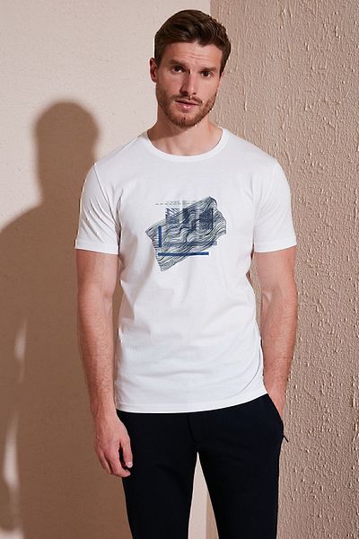 Buratti Men's Slim Fit Crew Neck Cotton T-Shirt - 646R8130