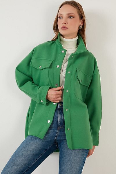 Lela Διπλή τσέπη Oversize Χοντρό Πουκάμισο Μπουφάν Πουκάμισο 42190778