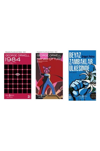 TÜRKİYE İŞ BANKASI KÜLTÜR YAYINLARI Mutlaka Okunması Gereken 3 Kitap Set Hayvan Çiftliği-1984-beyaz Zambaklar Ülkesinde