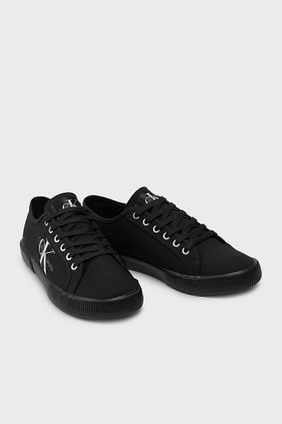 Calvin Klein Men's Breathable Canvas Top with Brand Logo Stylish Look Comfortable Sole Black1 Sneakers Ym0ym0