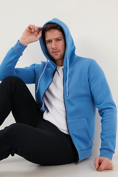 Buratti Slim Fit, cu glugă, cu fermoar, căptușită moale, transpirație de iarnă, transpirație pentru bărbați 5905340