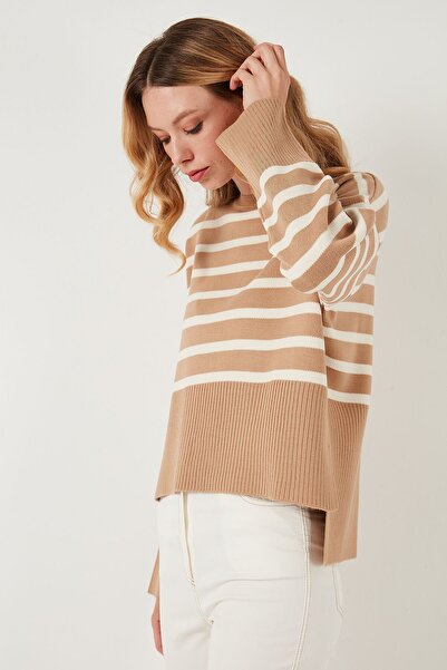 Lela Croială relaxată - Pulover cu dungi scurte în față și în spate lung 4616174