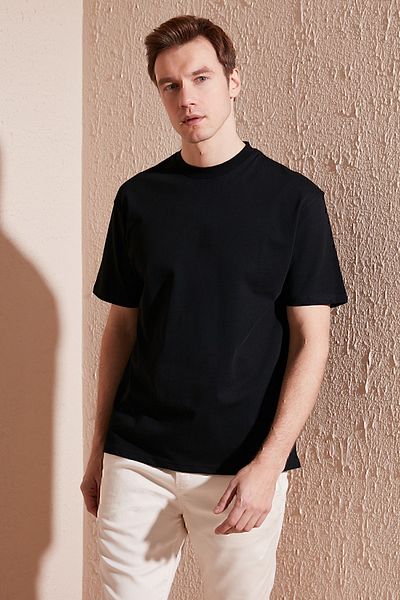 Buratti Tricou pentru bărbați, bumbac, cu croială relaxată, cu decolteu triplu, tricou5905446