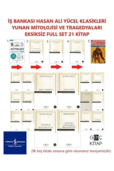 TÜRKİYE İŞ BANKASI KÜLTÜR YAYINLARI Yunan Mitolojisi Ve Destanları 21 Kitap Set Iş Bankası Hasan Ali Yücel Klasikleri Serisi - Ilyada