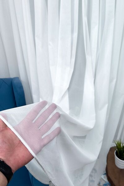 Brillant Tül Perde Kemik Beyaz 550 x 180 Orta Pileli Dökümlü Perde