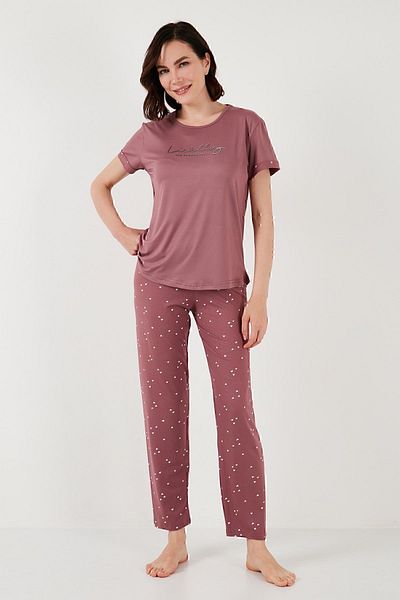 Lela Crew Neck Soft Textured Pajamas Set - PYJAMAS SET6097605