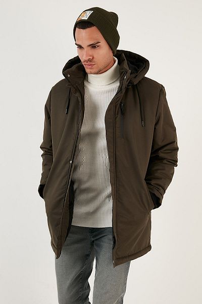 Buratti Ανδρικό παλτό με αποσπώμενη κουκούλα Water Repellent Slim Fit 5711559