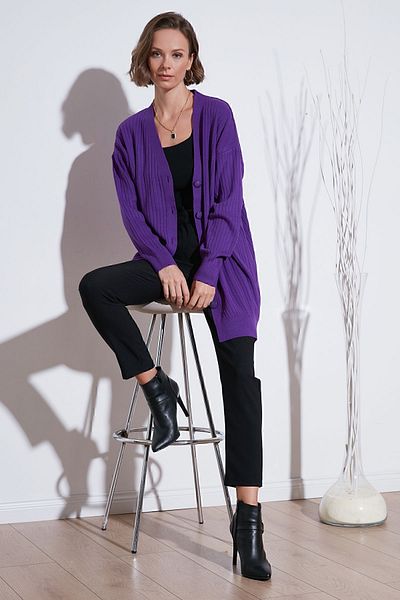 Lela Long V-neck Knitwear CarDigan - ButtoneD, CarDigan 4616040 Y