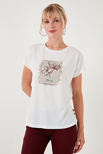 Lela Μπλουζάκι με στάμπα με λαιμόκοψη - κανονική εφαρμογή 6671002