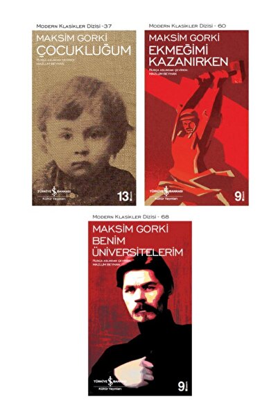 TÜRKİYE İŞ BANKASI KÜLTÜR YAYINLARI Maksim Gorki Otobiyografi Üçlemesi Seti /...