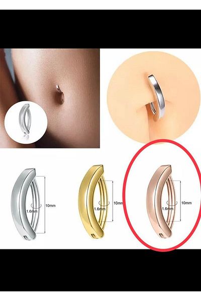 Arescollection Rose Gold Surgical Steel Ellipse Ring Navel Piercing