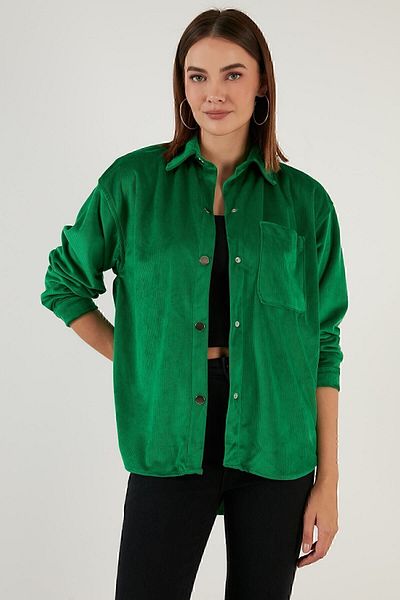 Lela Oversize βελούδινο πουκάμισο με τσέπες 42190504