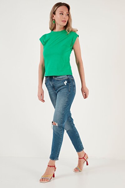 Lela Bisiklet Yaka % 100 Pamuk Basic T Shirt T Shirt 5864121