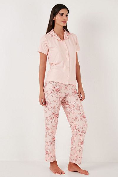 Lela Regular Fit Shirt Collar Short Sleeve Pajamas Set PYJAMAS SET65730101
