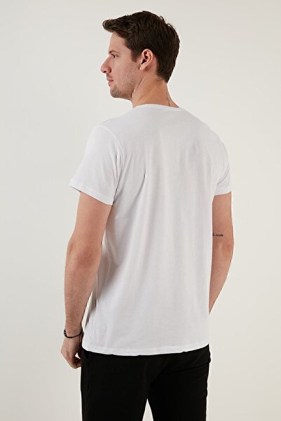 Buratti Text Printed Crew Neck 100% Cotton Slim Fit T Shirt Ανδρικό Tshirt 541nature