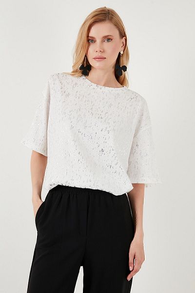 Lela Μπλούζα Crew Neck Glitter Oversize - BLUZ 5865816