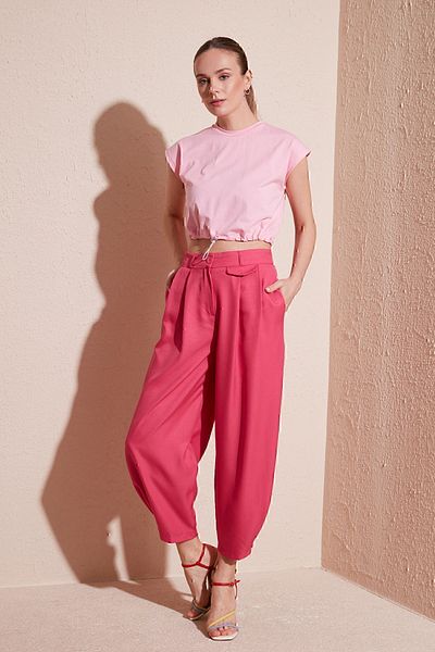 Lela Μπλουζάκι με λαιμόκοψη 100% βαμβακερό Crop T SHIRT 5865587