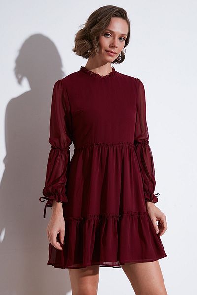 Lela Rochie mini cu guler obișnuit - adunată și căptușită ROCHIE 611EL345