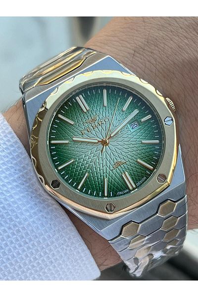 FERRO 30 Mt Water Resistant Men's Wristwatch - Steel Cord, Calendar Dial, Ef40133-D6