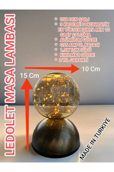 LEDOLET Taşınabilir Sarjlı Dokunmatik Masa lambası