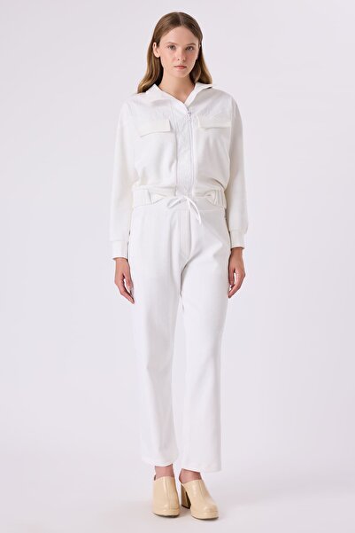 FEVER Beli bağcıklı ekru örme pantolon