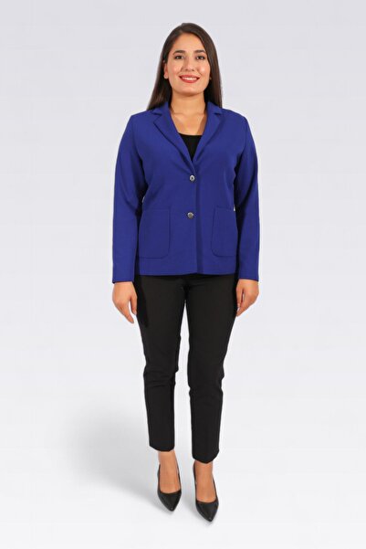 TOLGA SARAÇOĞLU 50254 Сакс креп-тканина еластична тканина піджак