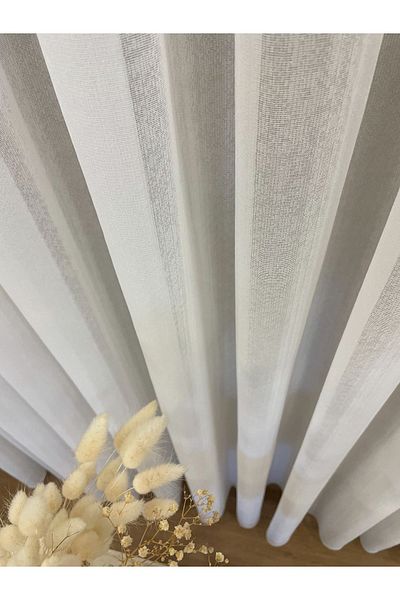 Brillant Ecru Linen Effect 1/3 Sik Pleat Tulle Curtain