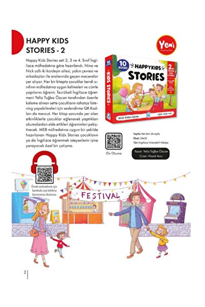 Mavi Kirpi Yayınları مجموعة Happy Kids Stories-2 الإنجليزية - للصفوف 2.3.4 (مناسبة للمنهج الإنجليزي)