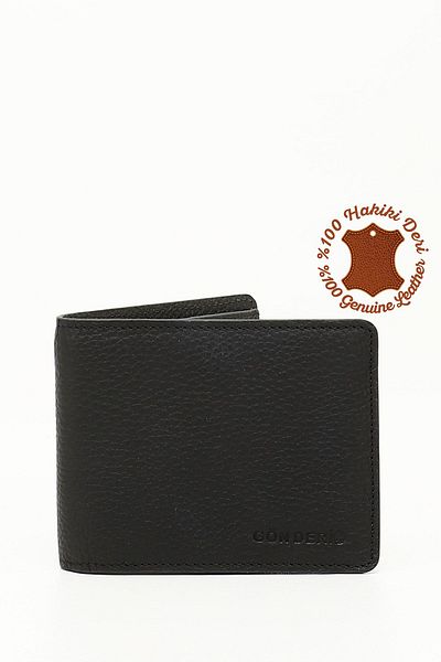GÖNDERİ(R) Black to Gray Genuine Leather Men's Horizontal Wallet 06390