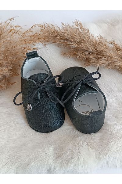 Hodore Alfa Black Genuine Leather Baby Loafers
